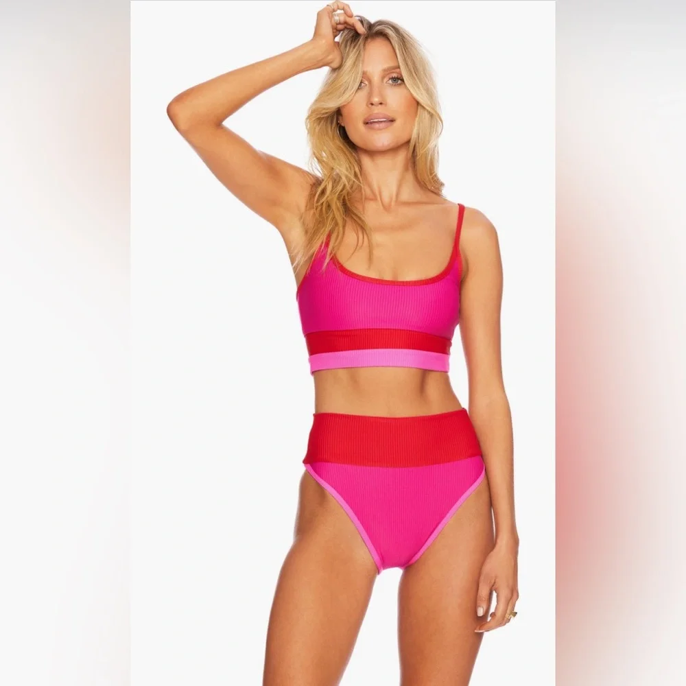 Beach Riot Colorblock Bikini Top Size Medium, $98